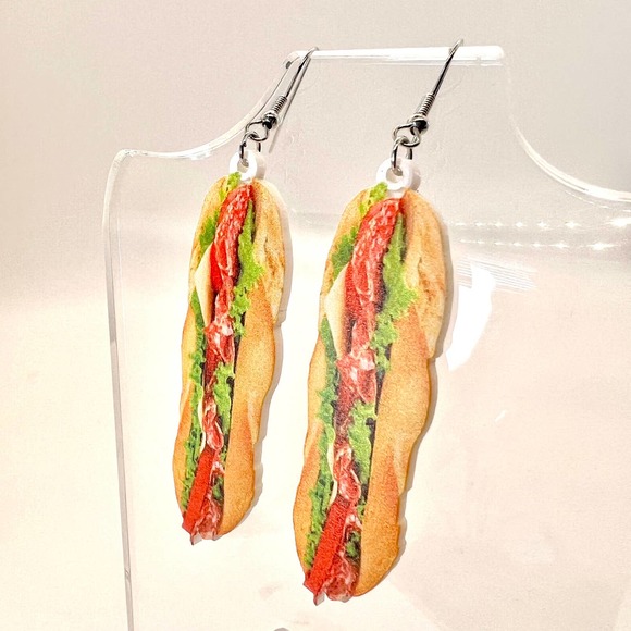 Hoagie Sub Sandwich Earrings - Cookout Earrings - Bartender Earrings Accessories - Picture 5 of 8